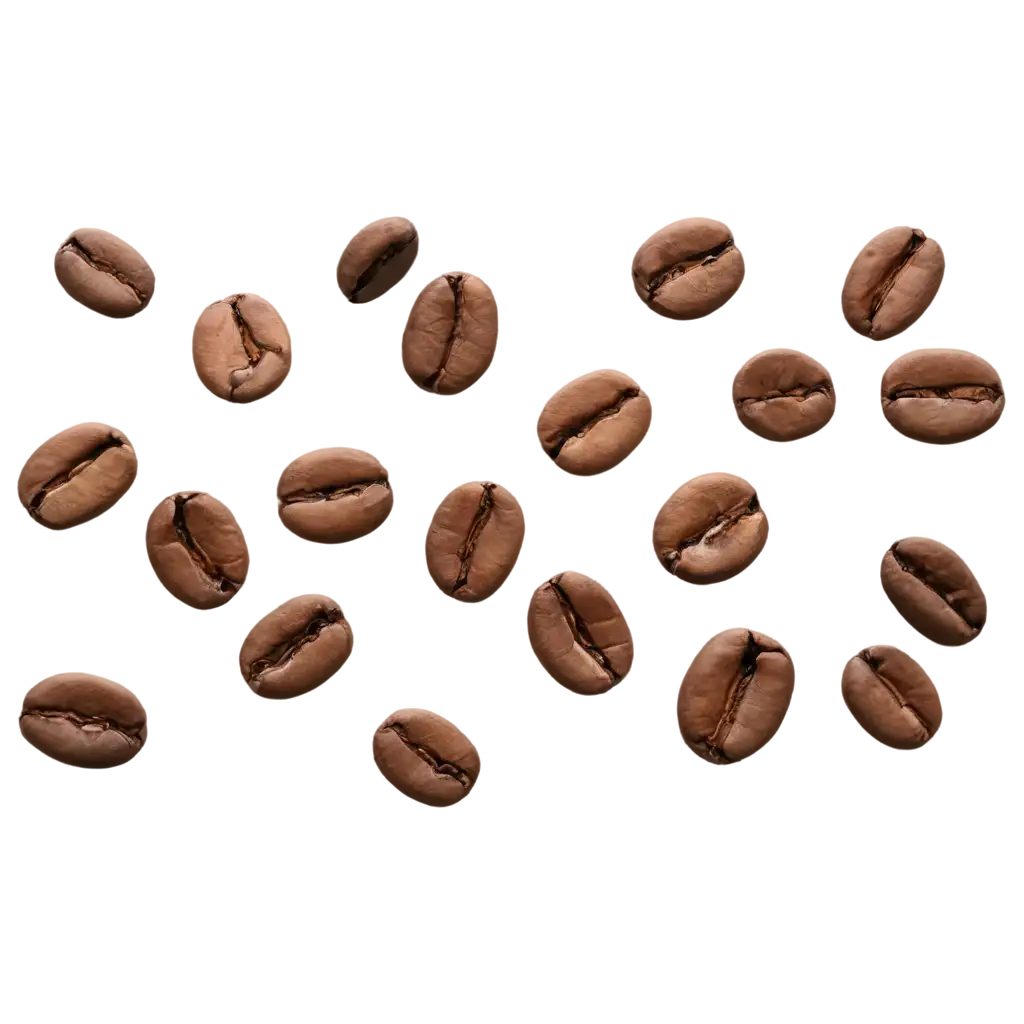 Coffee beans floating isolated on transparent background