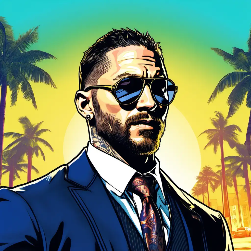 Tom Hardy with Golden Prophet and Globe in GTA 5 Style Artwork