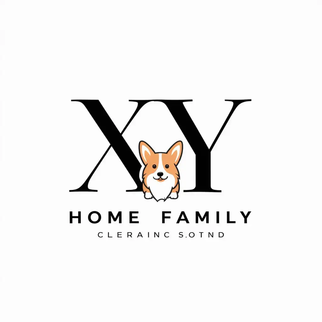 a logo design,with the text "XY", main symbol:Small corgi,Moderate,be used in Home Family industry,clear background