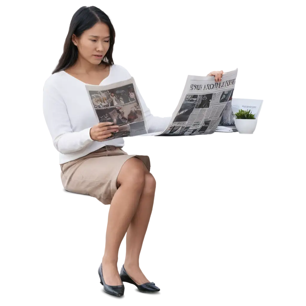 orang usia 40tahun sedang membaca koran Suara Merdeka di teras rumah