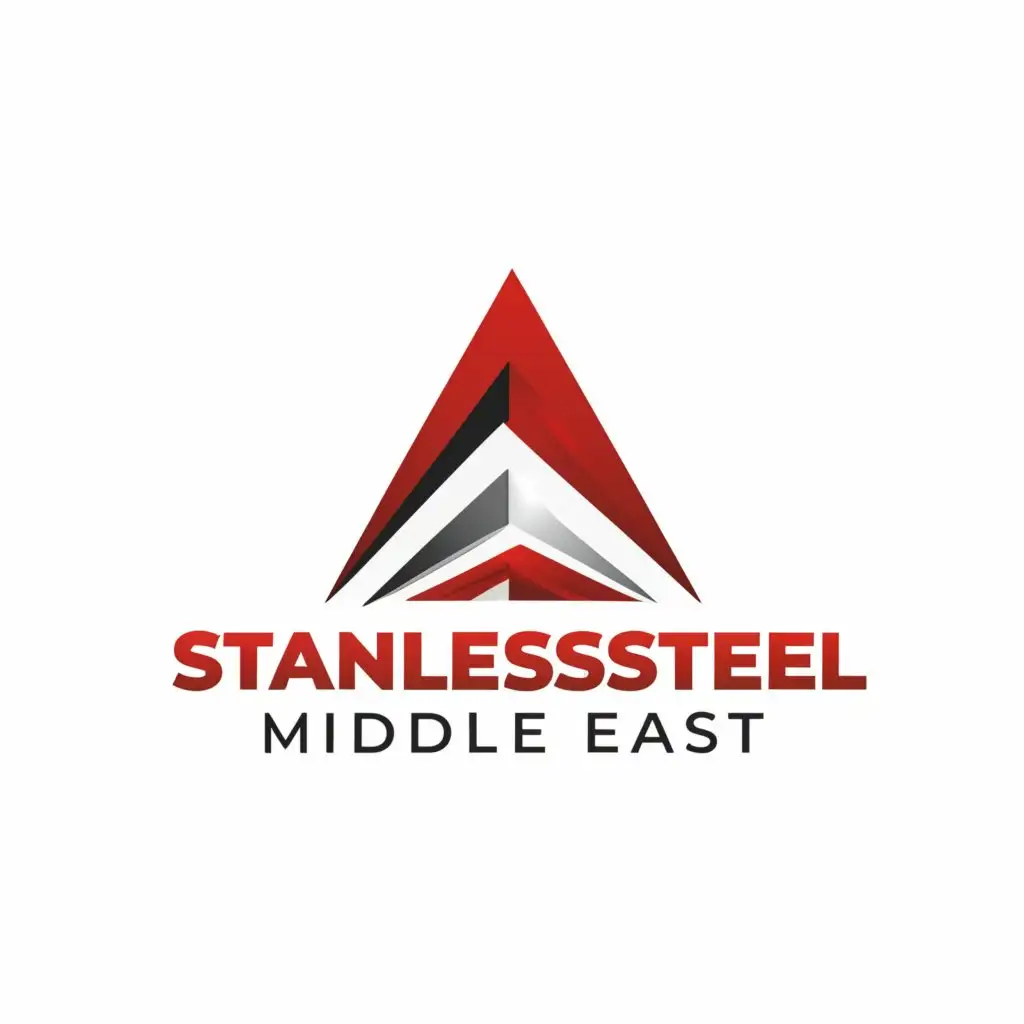 a logo design,with the text "Stainless Steel Middle East", main symbol:Good and red Pyramid For a company selling metals,Minimalistic,be used in Technology industry,clear background