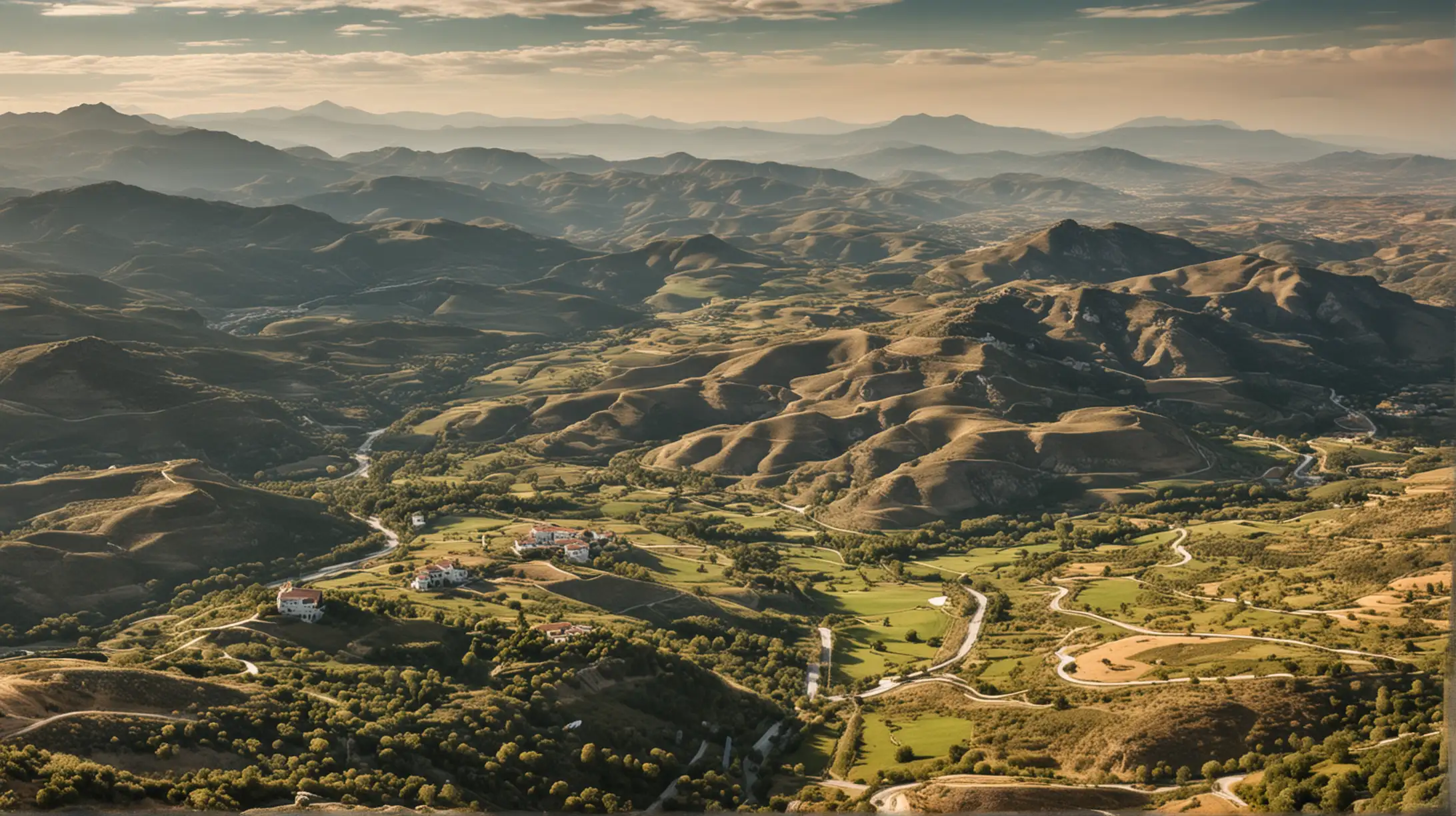 Birds Eye View of Spanish Highlands Landscape
