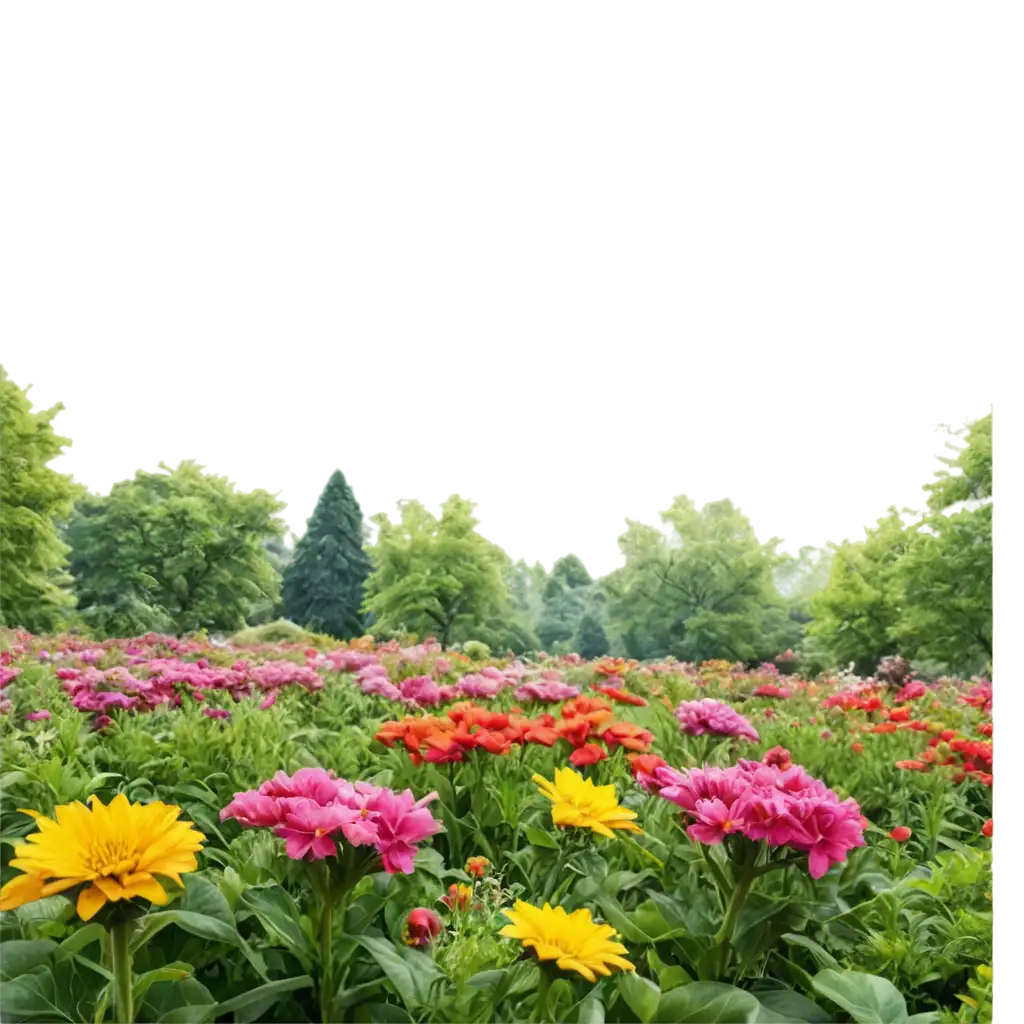 Exquisite-4K-PNG-Image-Captivating-Flower-Garden-with-Butterflies