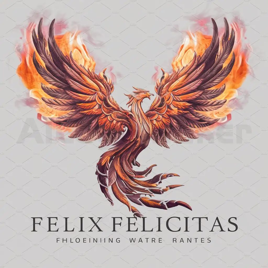 a logo design,with the text "Felix Felicitas ", main symbol:Phoenix,complex,be used in Others industry,clear background