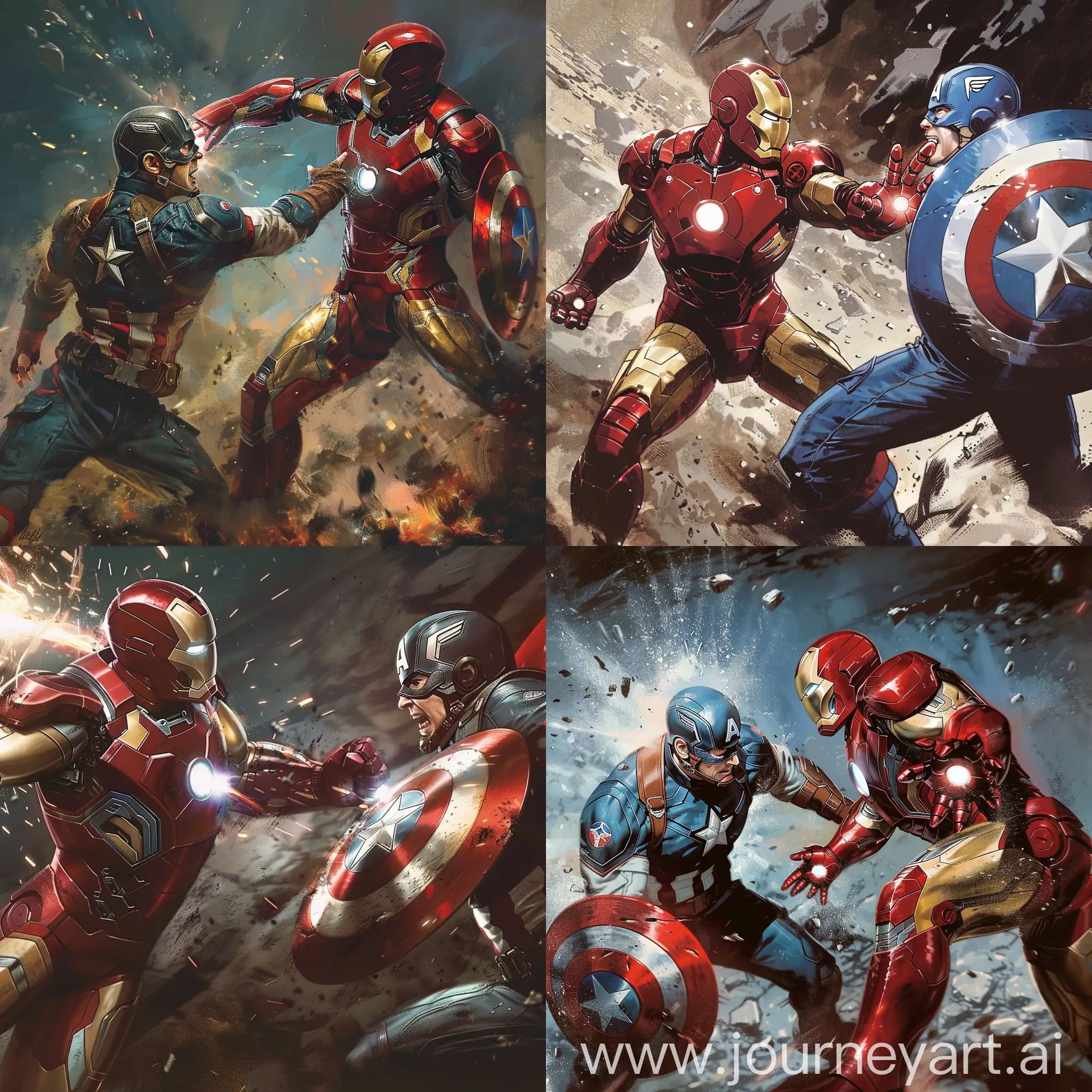 Robert Downey Jr.'s Iron Man fighting Captain America