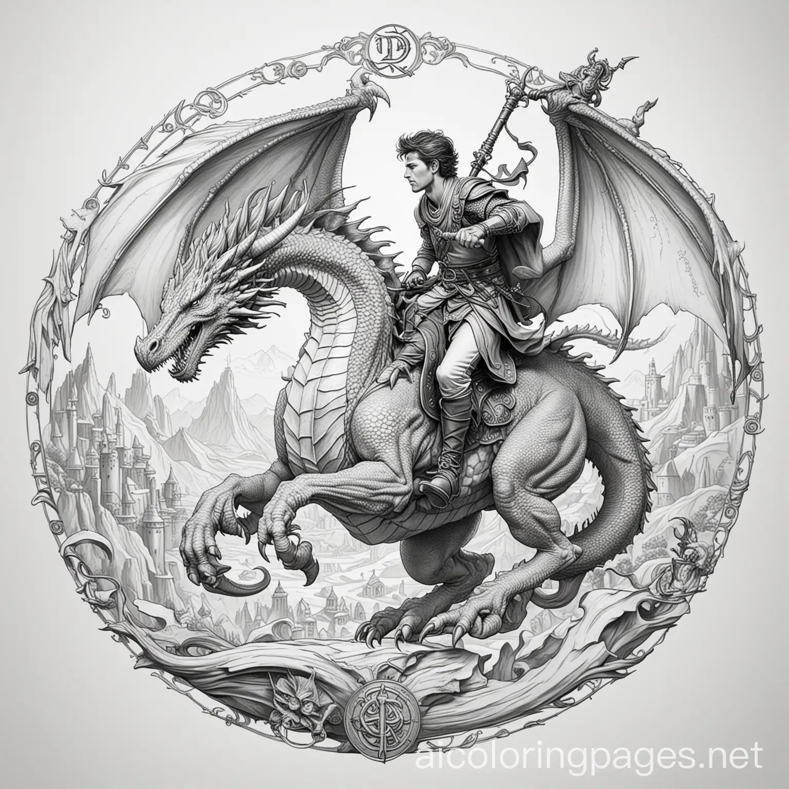 Dragon-Rider-Battles-Centaur-DD-Coloring-Page
