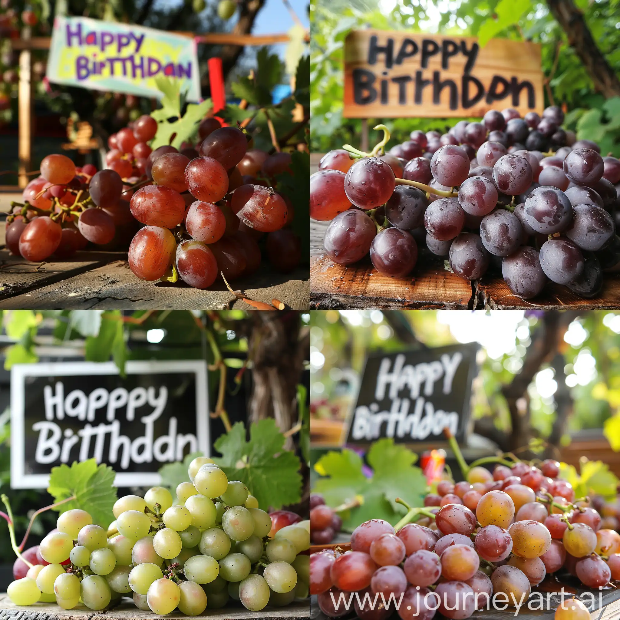 На изображении виноград, а на фоне надпись "с днём рождения Тихон"