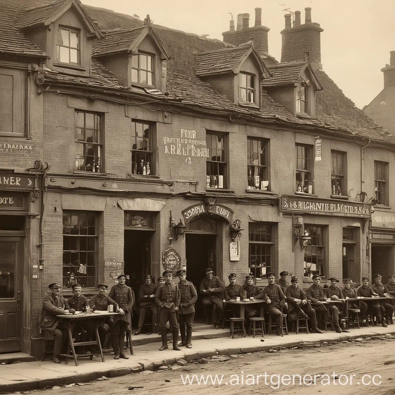 Pub-Scene-in-Great-Britain-Port-Town-during-WWI