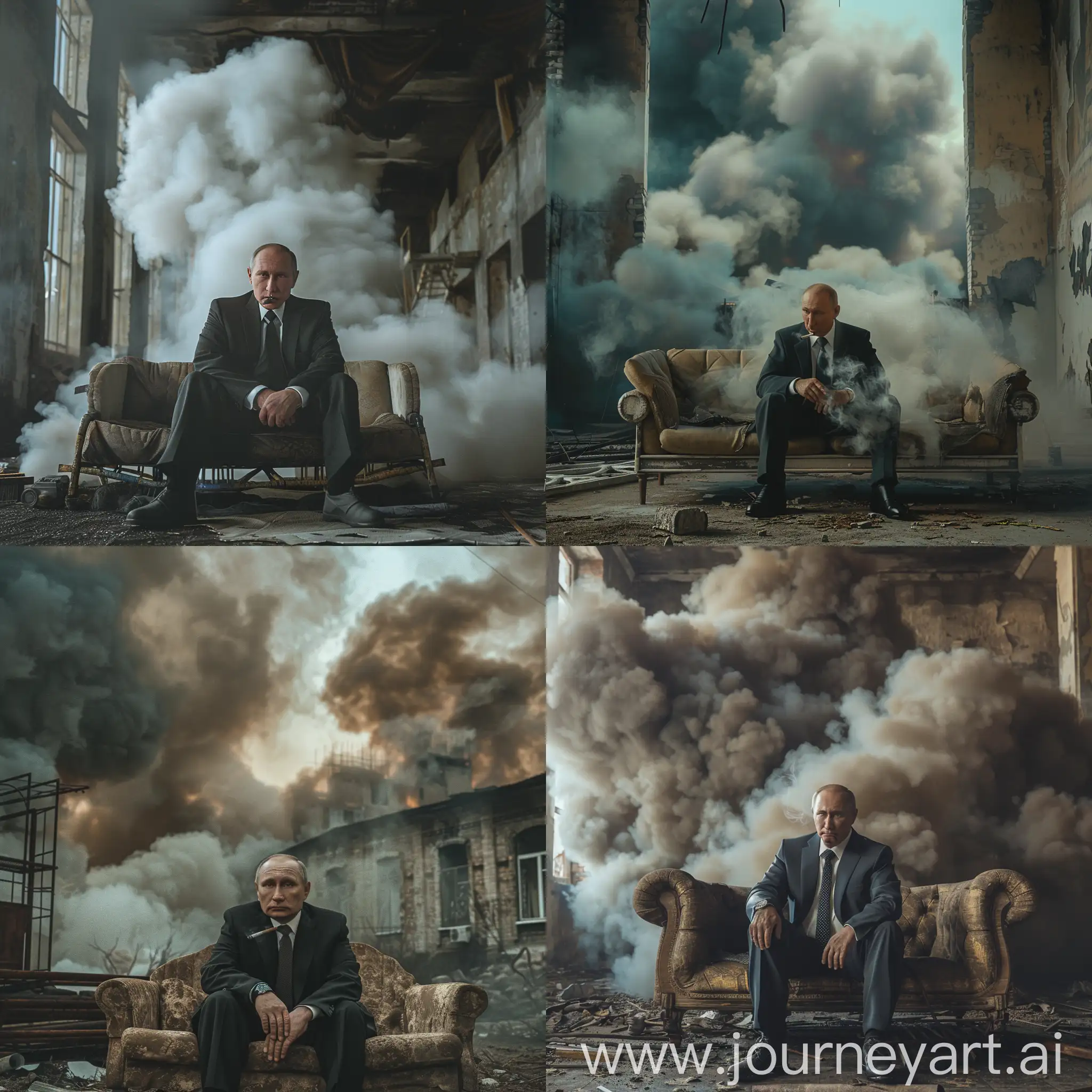 Vladimir-Putin-Sitting-in-Abandoned-Building-Amid-Thick-Smoke