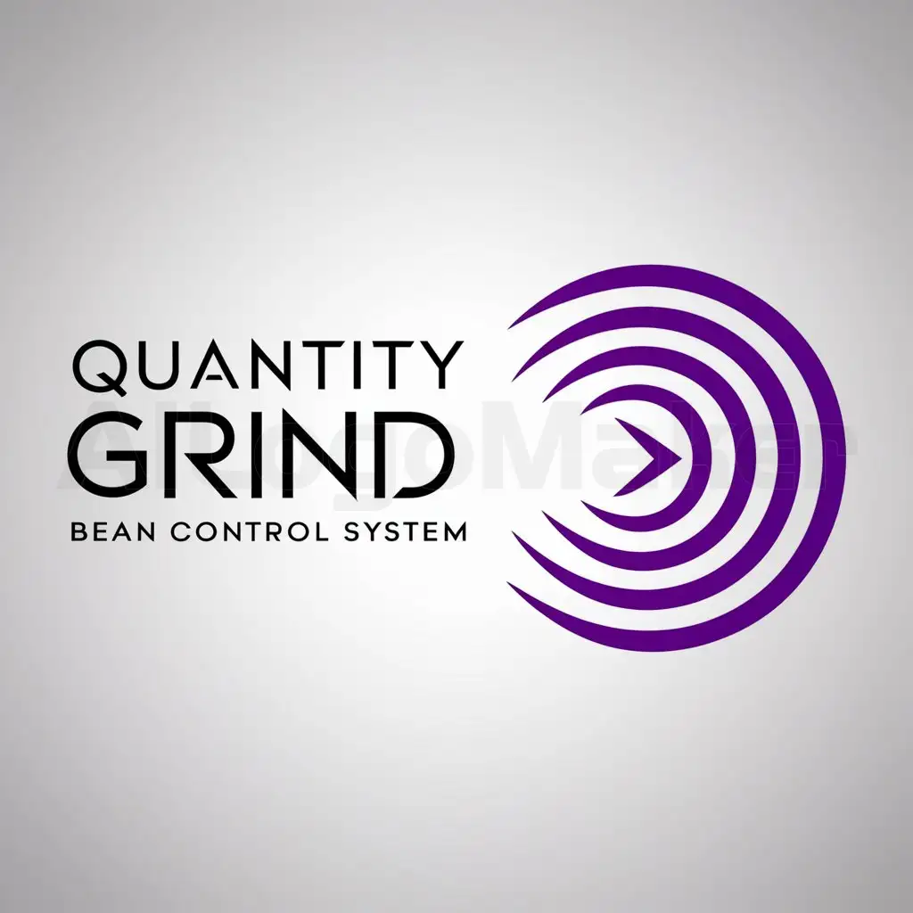 a logo design,with the text "quantity grind bean control system", main symbol:purple energy coming from the east,Minimalistic,be used in Entertainment industry,clear background