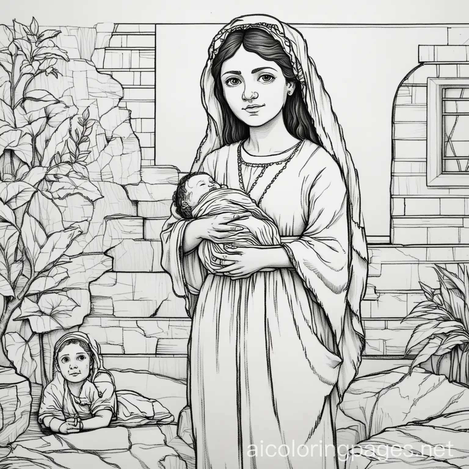 Martha-Sister-of-Lazarus-Black-and-White-Coloring-Page-for-Kids