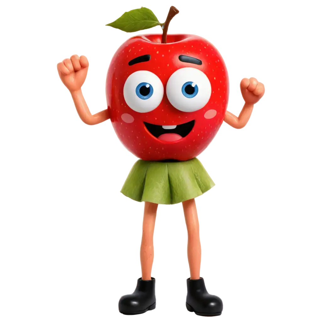 Cartoon-Apple-PNG-Playful-Design-with-Cartoon-Arm-Leg-and-Eyes