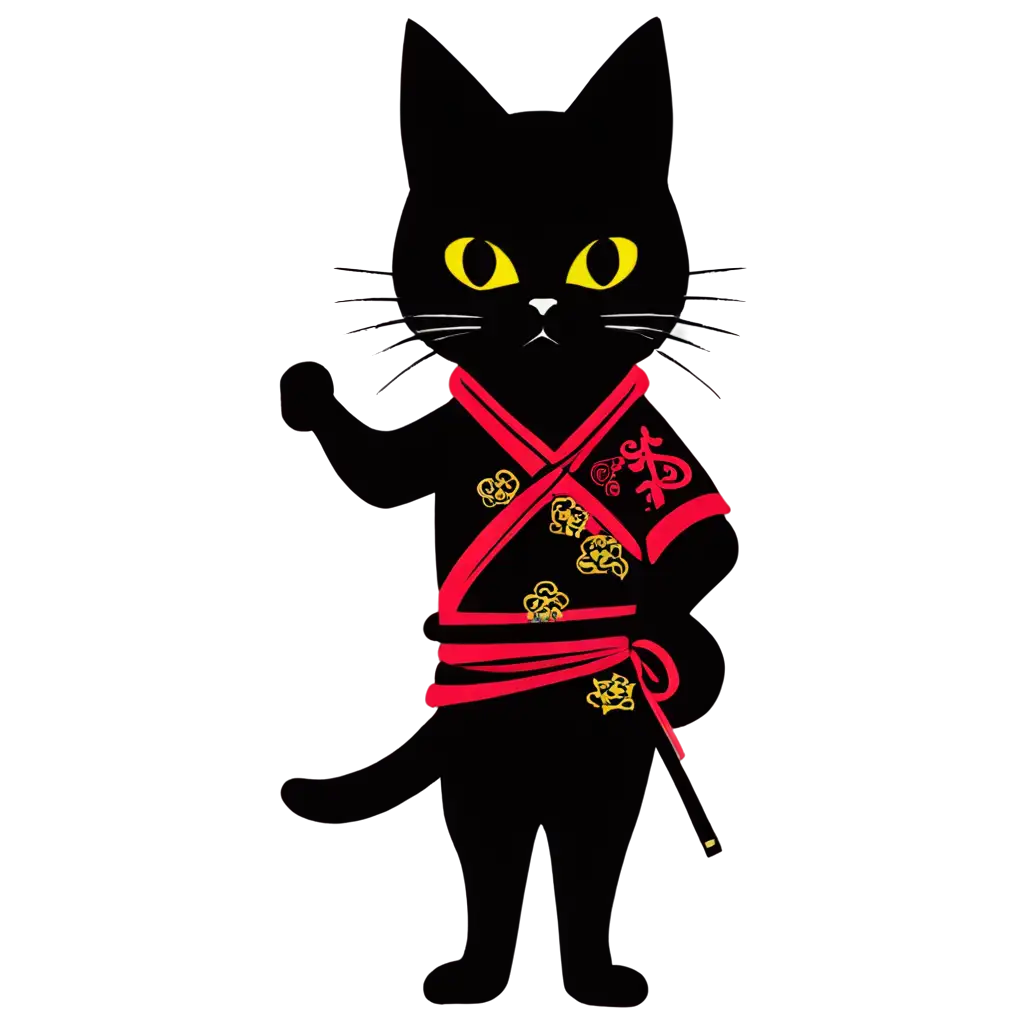 Japanese Samurai Cat Tattoo, Kawaii Ninja Cat T-Shirt