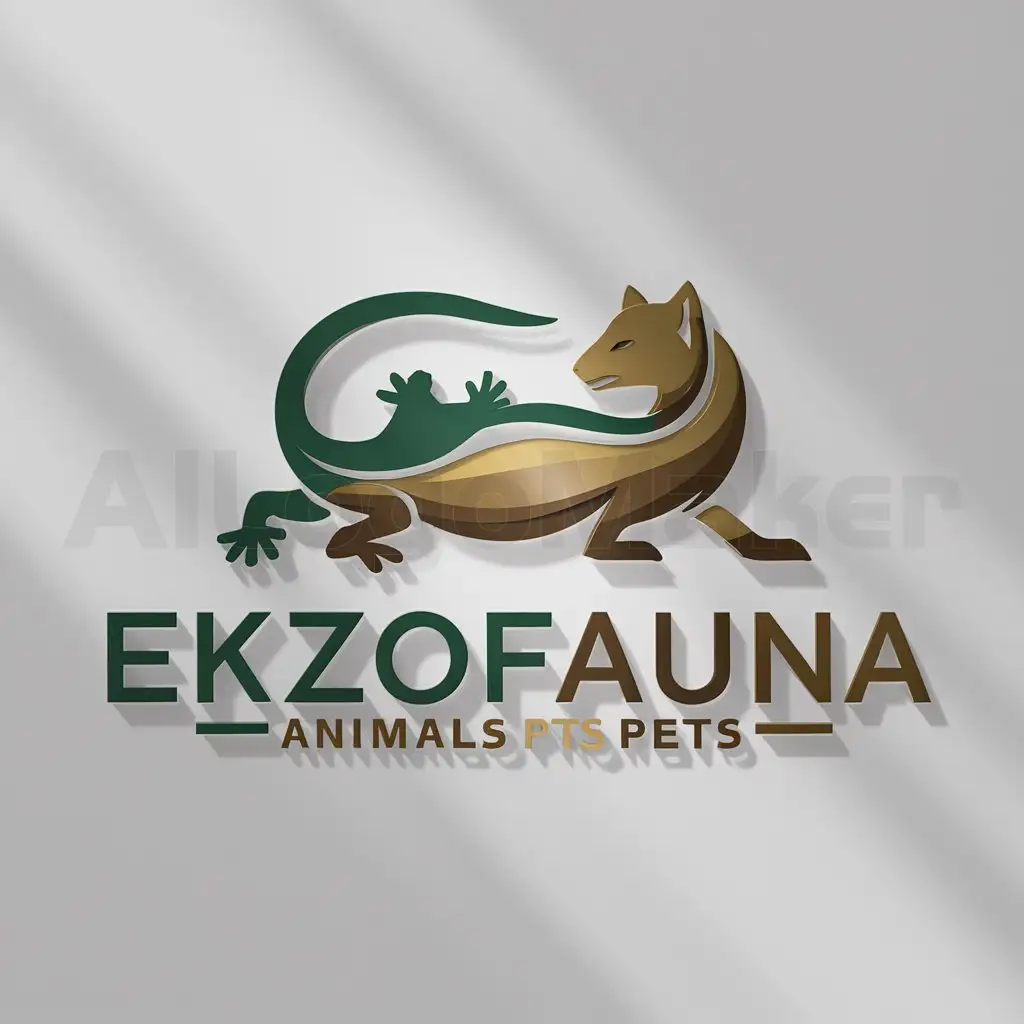 a logo design,with the text "EkzoFauna", main symbol:Lizard and sable,Moderate,be used in Animals Pets industry,clear background