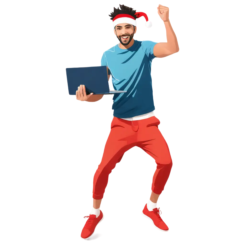 Vector-Man-in-Red-Clothing-Jumping-with-Laptop-Festive-Independence-Celebration-PNG-Image