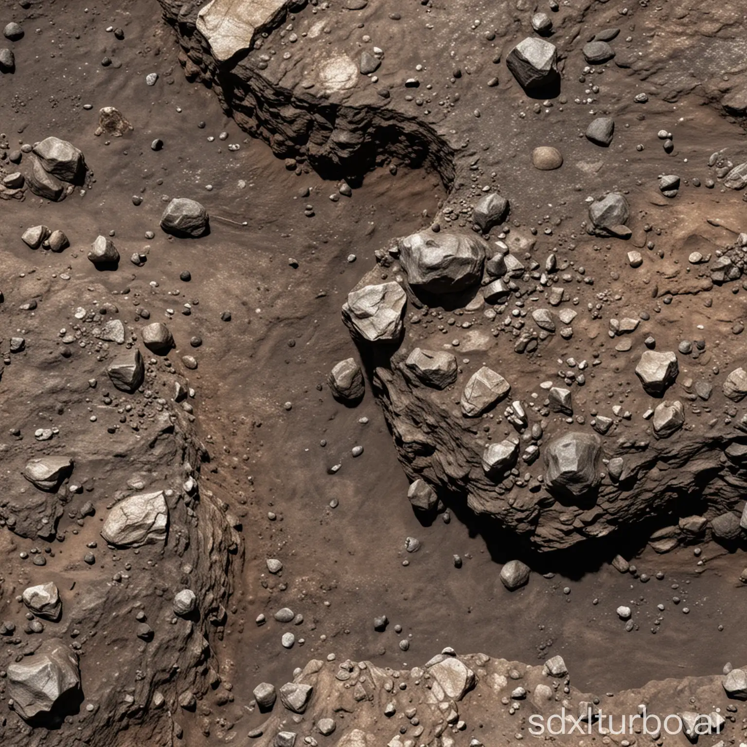 a rocky surface asteroiden texture, a few crater, high details