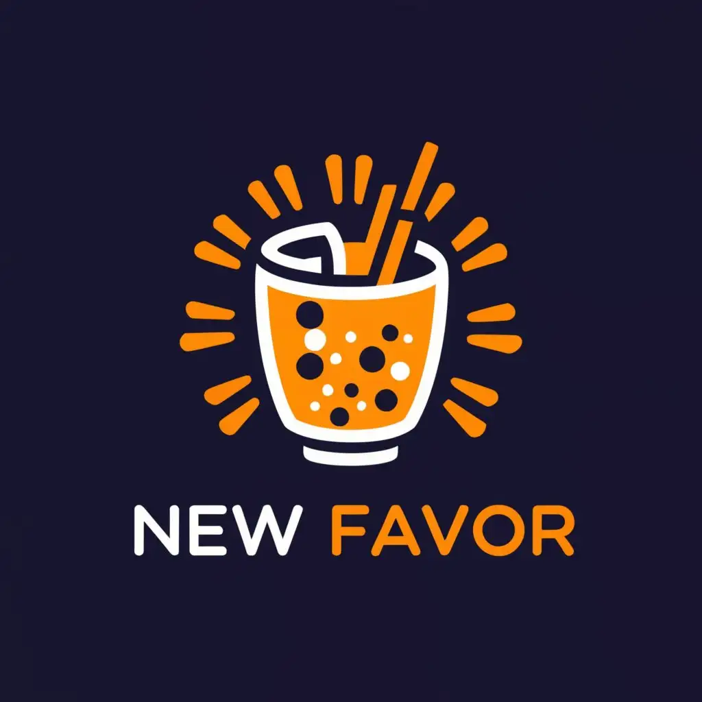 a logo design,with the text "New Flavor", main symbol:orange cocktail buble tea,Moderate,be used in Restaurant industry,clear background