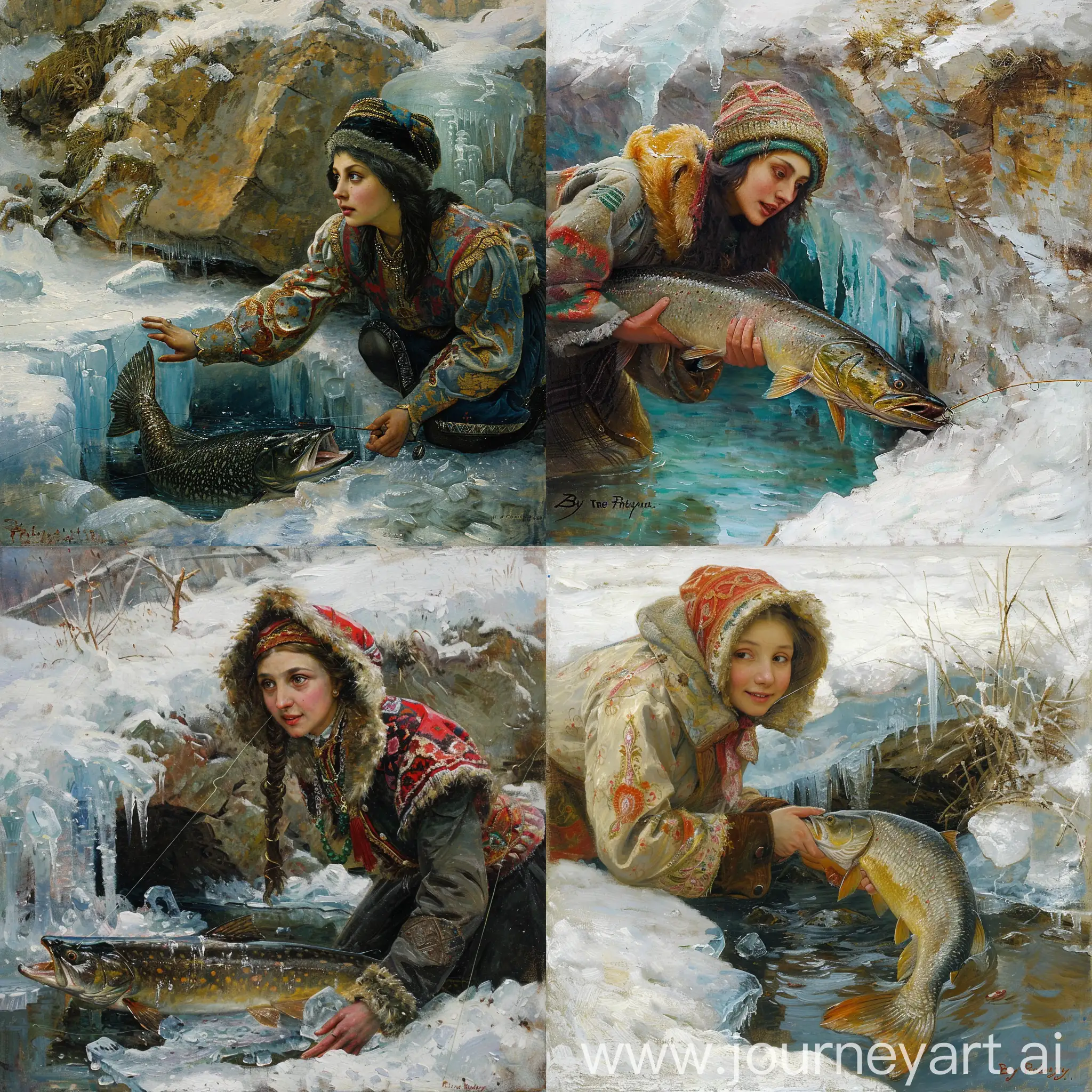 Emelya-Catching-a-Pike-by-the-Ice-Hole-Realistic-Depiction-Inspired-by-Ilya-Repins-Style