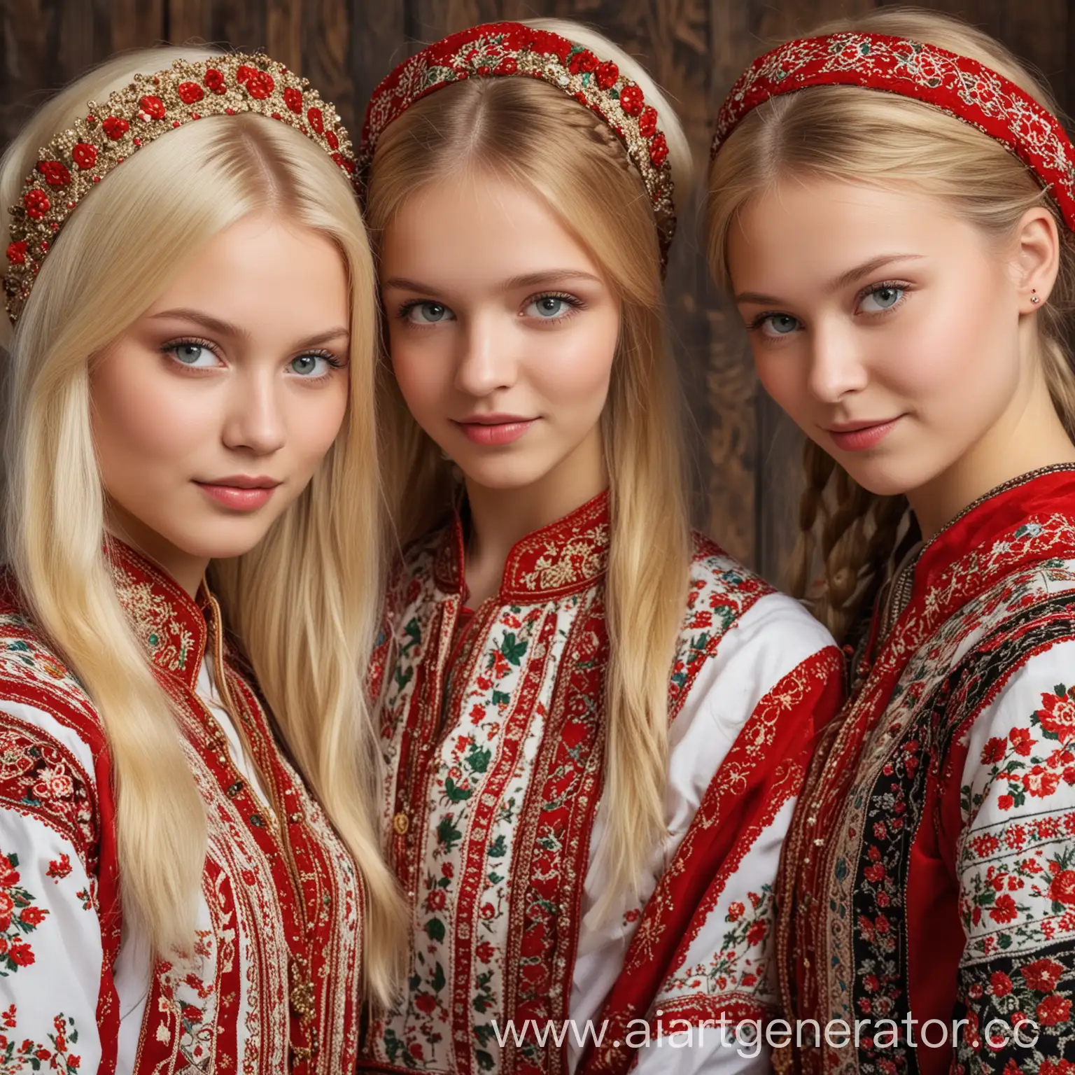 Traditional-Russian-Costume-CloseUp-Three-Girls-with-National-Patterns
