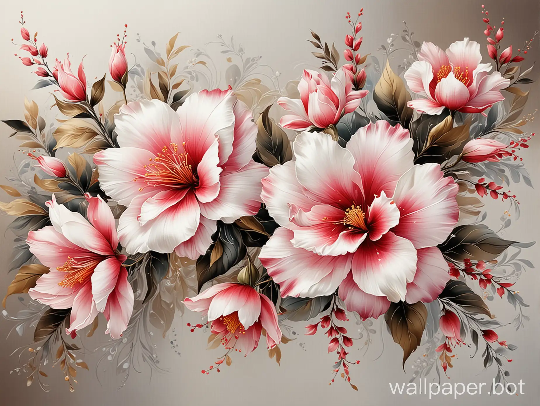 Vibrant-Silk-Flower-Bouquet-Painting-Capturing-Natures-Elegance-in-Art