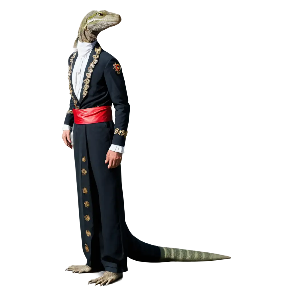 Spanish-Dress-Lizard-PNG-Exquisite-Reptilian-Elegance-in-National-Attire