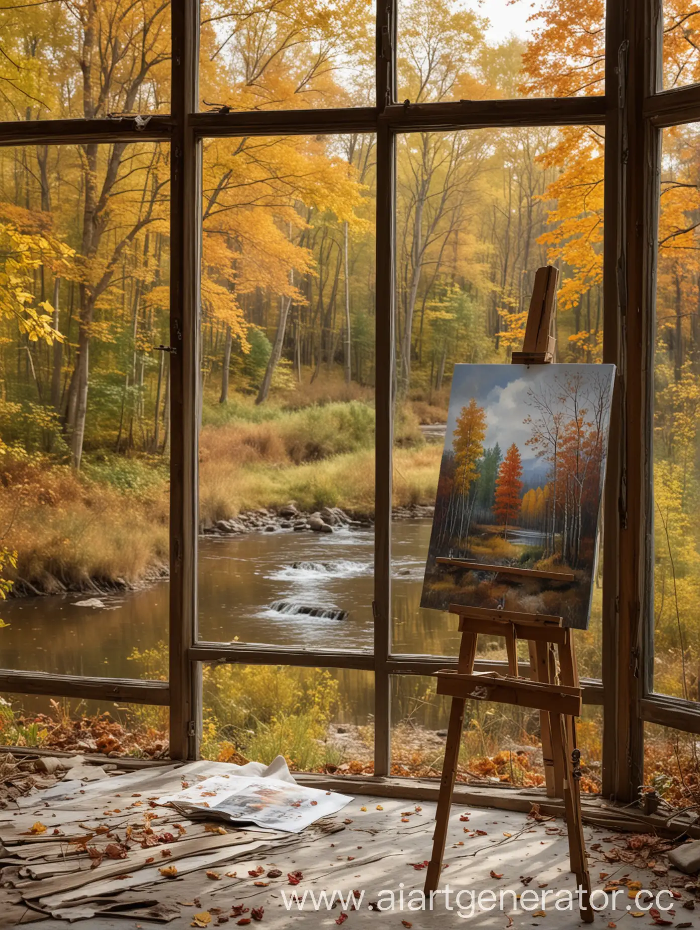 Artists-Studio-with-Autumn-Forest-View