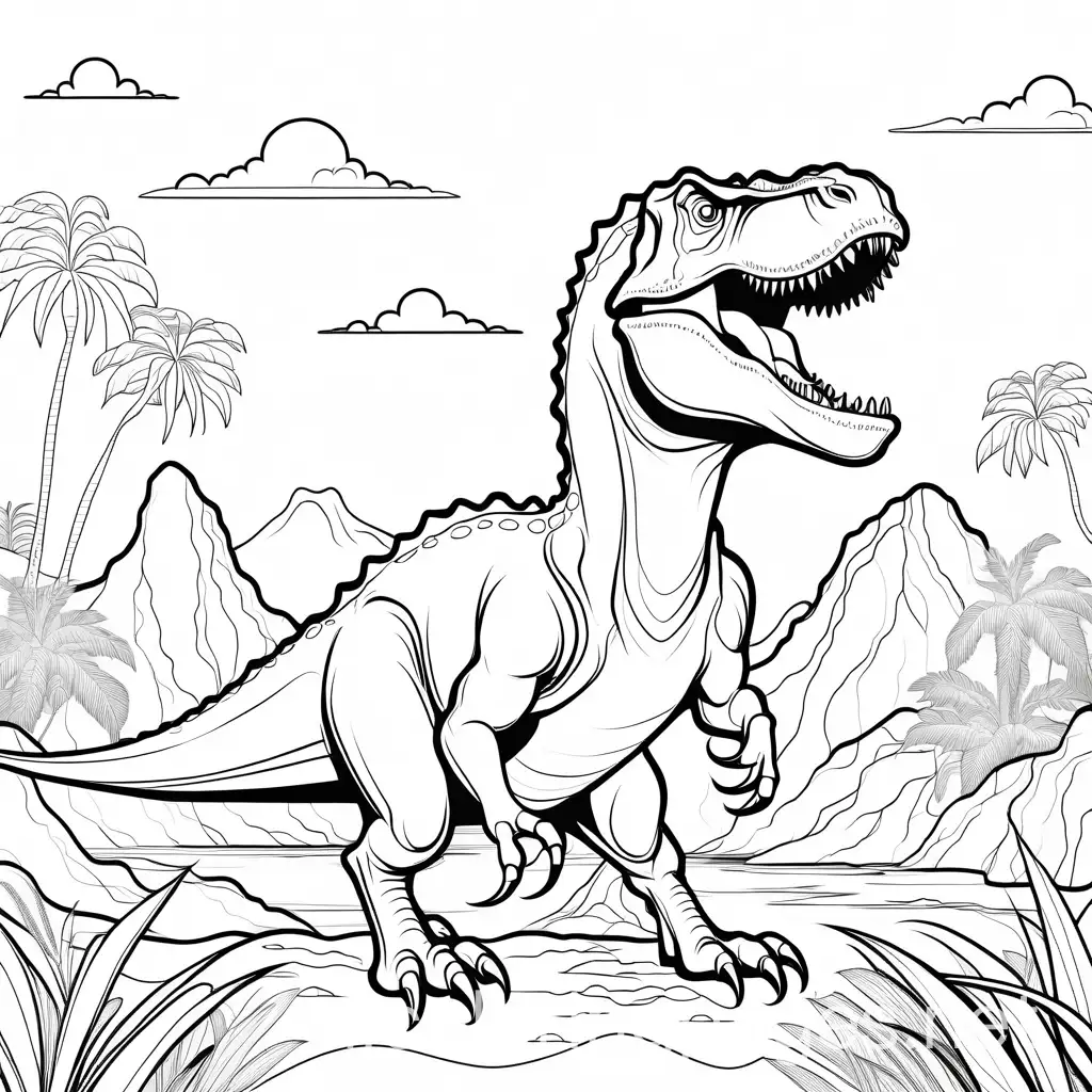 Simple-Dinosaur-Coloring-Page-Black-and-White-Line-Art-on-White-Background