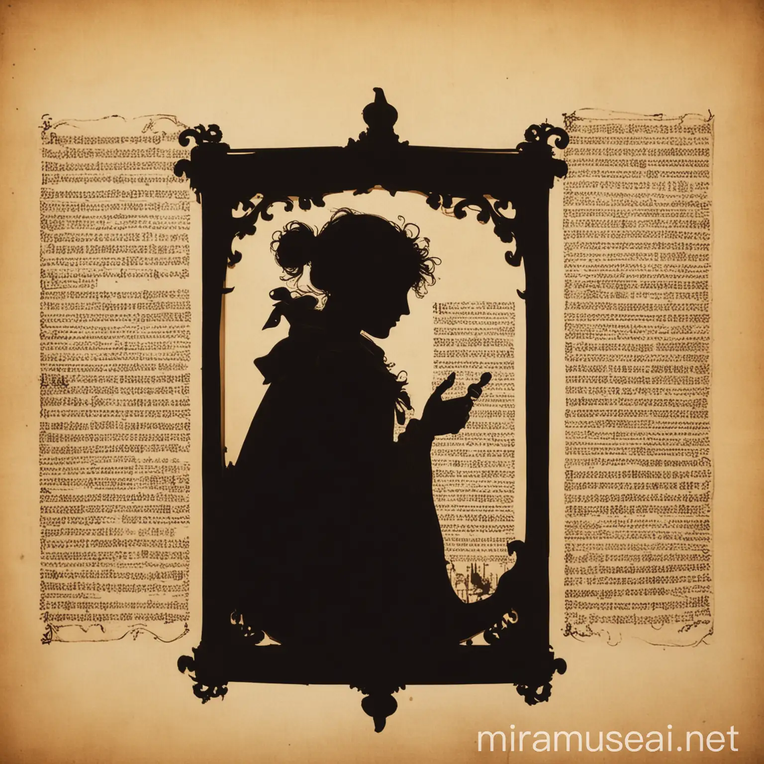 A profile picture of a silhouette scroll with tales