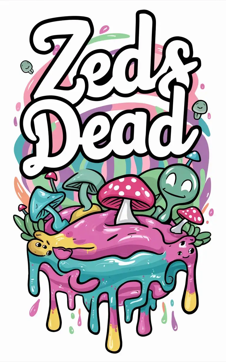 Colorful Drippy Slime with Mushrooms and Aliens Surrounding Zeds Dead