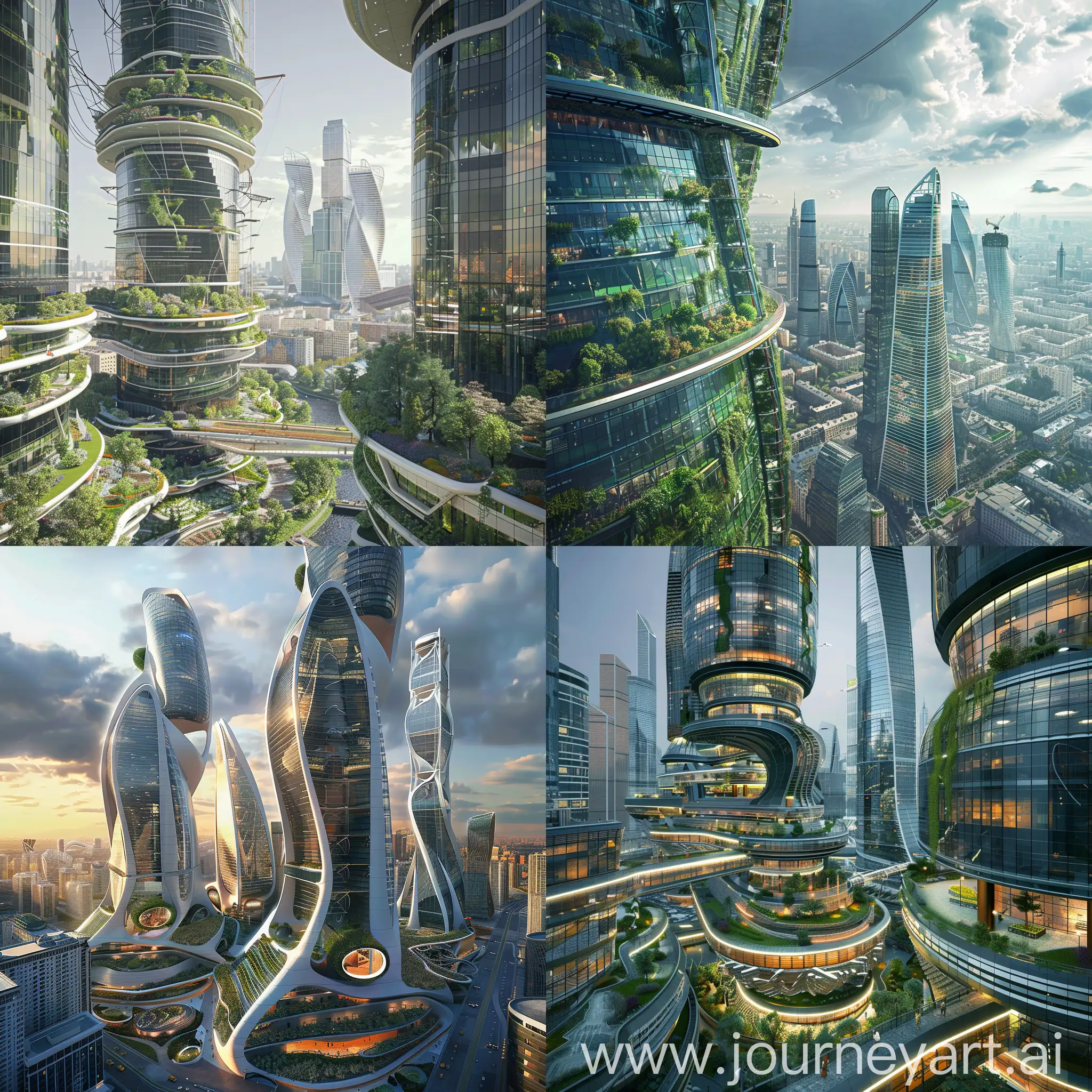 Futuristic Moscow, Smart Windows, Modular Construction, Vertical Gardens, Energy Floors, Water Reclamation Systems, Drones and Robot Assistants, 3D-Printed Components, AI-Integrated Infrastructure, Responsive Lighting, Atmospheric Water Generators, Self-Healing Concrete, Solar Panel Skins, Dynamic Facades, Wind Turbine Integration, Smart Lighting, Pollution-Eating Buildings, Interactive Public Spaces, Green Transportation Hubs, Urban Mobility Systems, Climate-Responsive Landscaping, unreal engine 5 --stylize 0