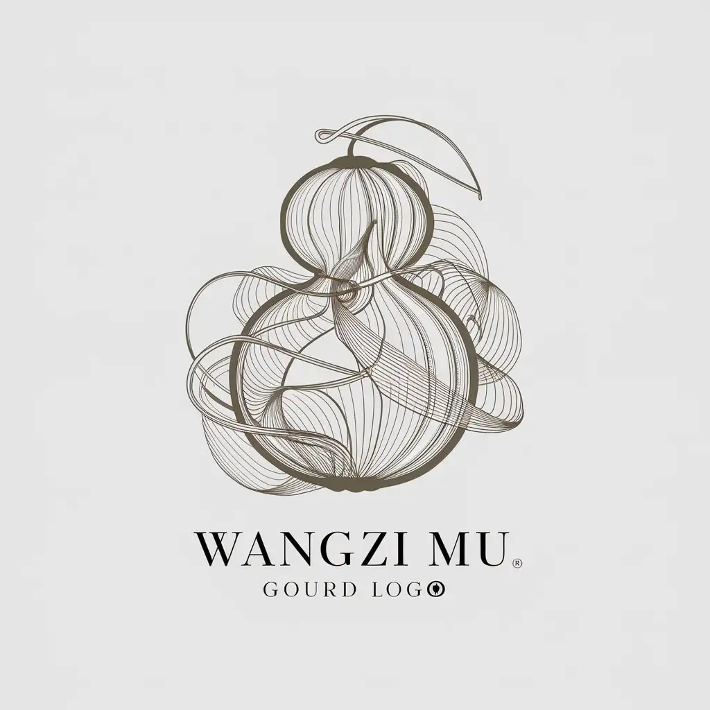 a logo design,with the text "Wangzi Mu", main symbol:gourd,complex,clear background