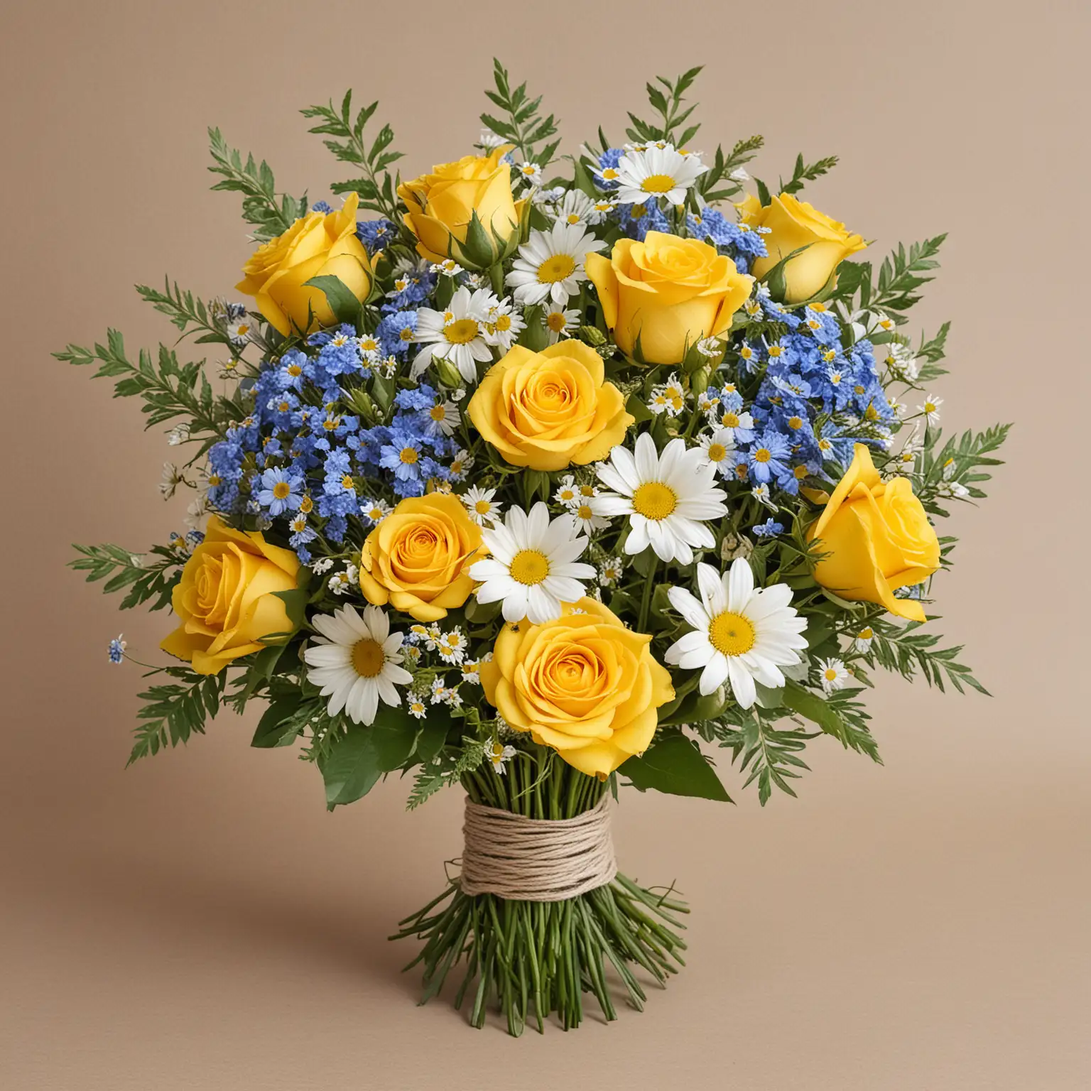 Wildflower-Bouquet-Greeting-Card-with-Yellow-Roses-White-Daisies-and-Blue-Flowers