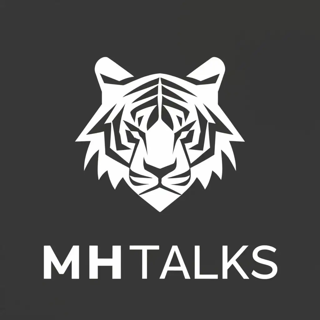 a logo design,with the text "Mh talks", main symbol:White tiger,complex,be used in Finance industry,clear background