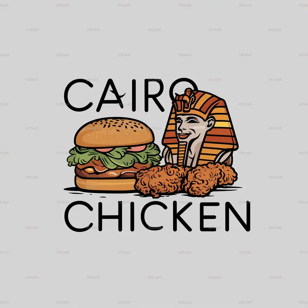 a logo design,with the text "Cairo Chicken", main symbol:Burger and fried chicken,Moderate,clear background