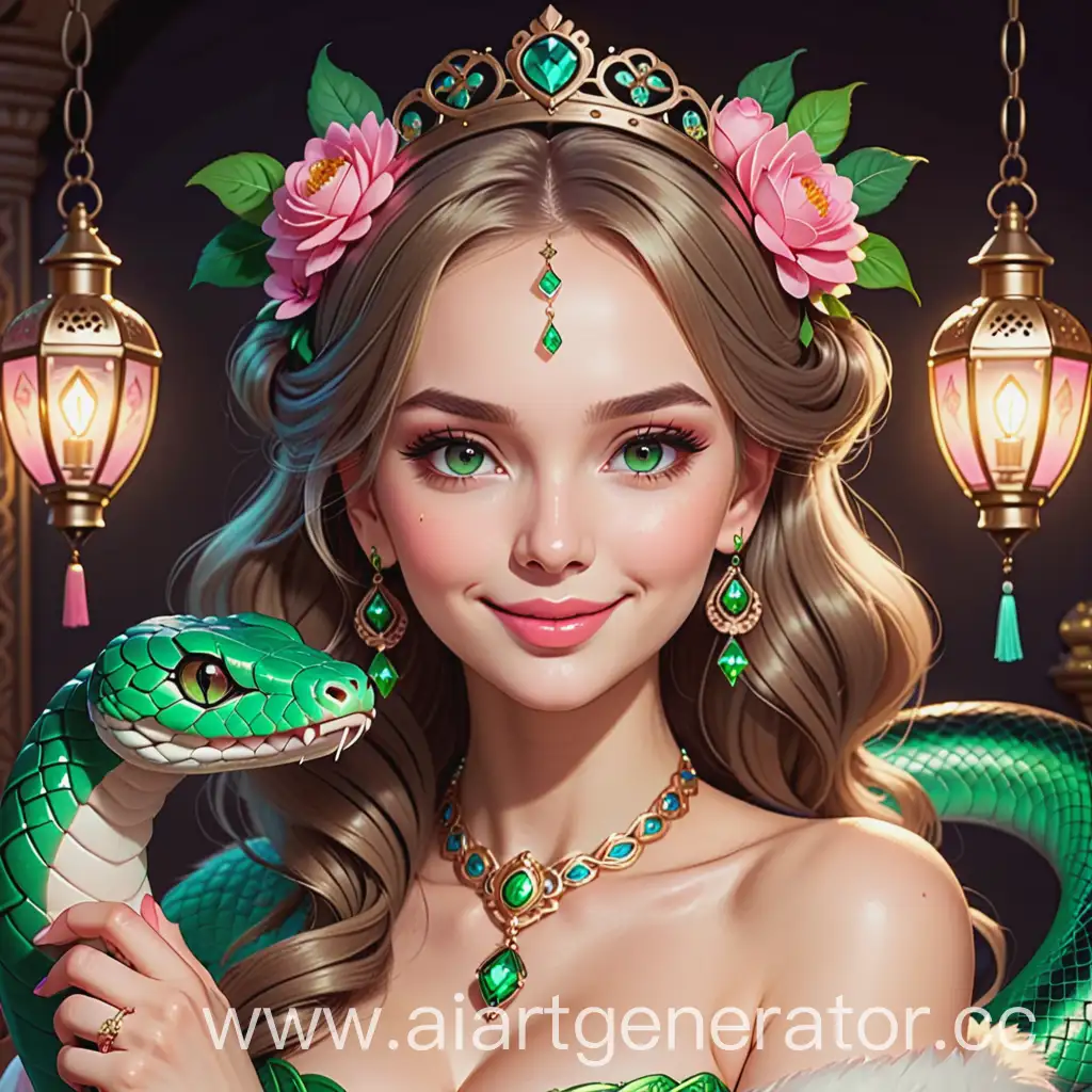 Glamorous-Russian-Woman-with-Serpentine-Companion-and-Ornate-Accessories