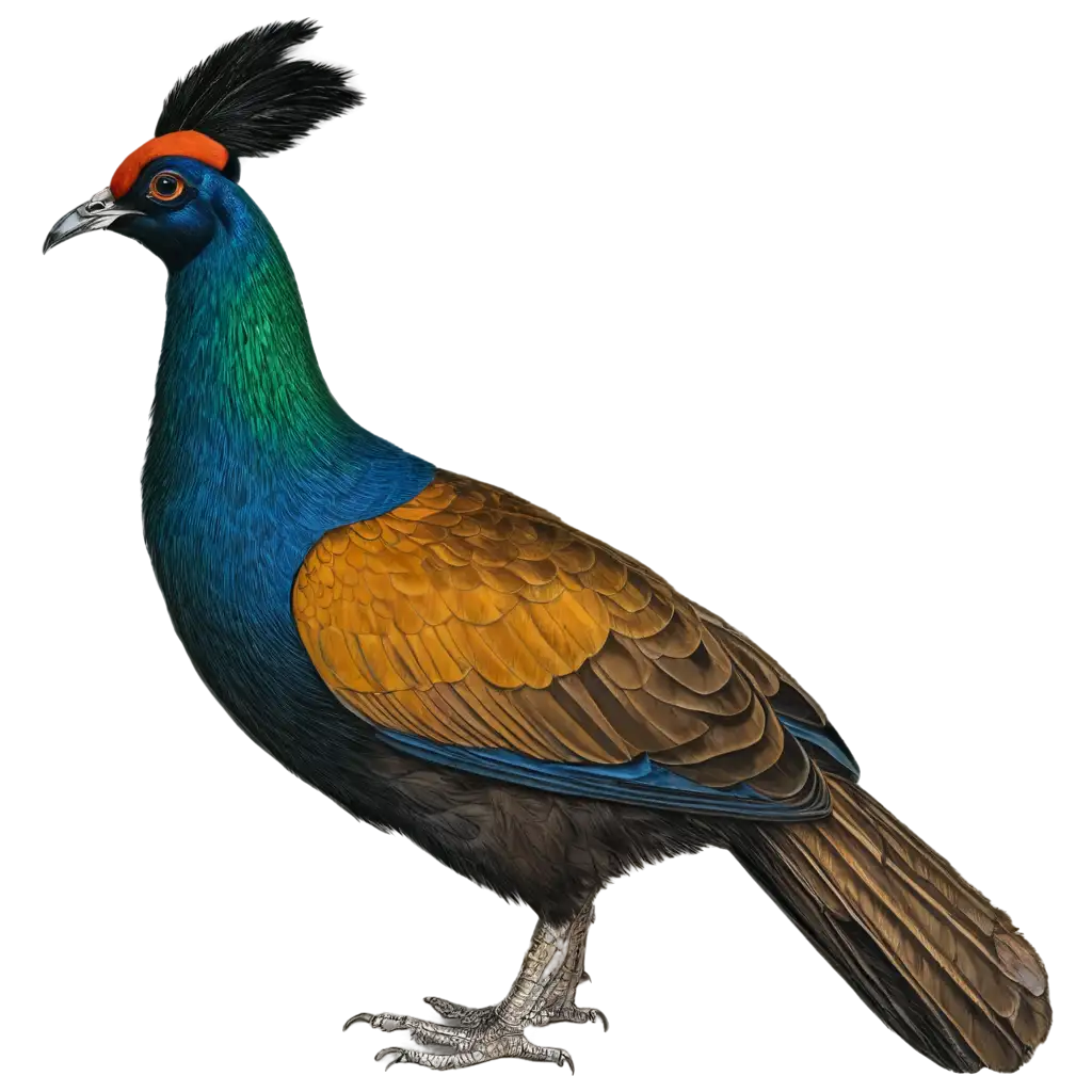 Exquisite-Himalayan-Monal-PNG-Image-with-Side-View-and-Line-Art