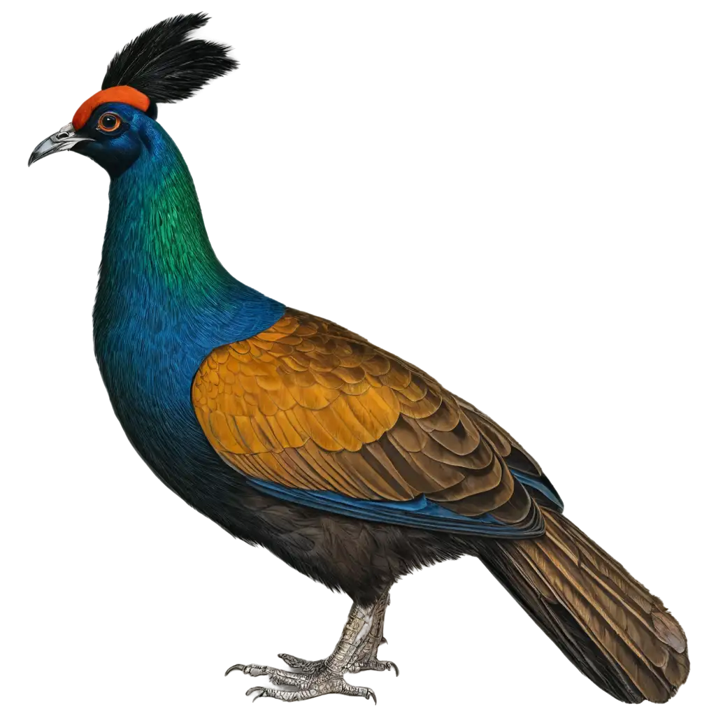 himalayan monal with side view and with line art