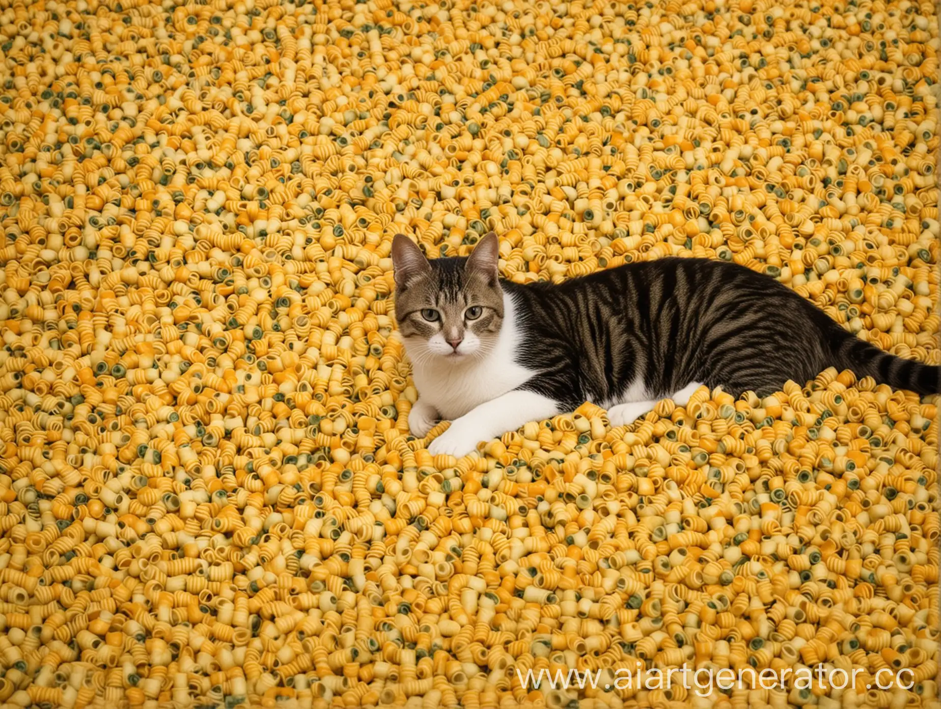 Cat-Swimming-in-a-Sea-of-Macaroni