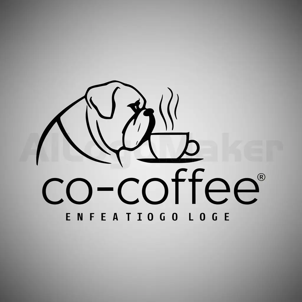 a logo design,with the text "cocoffee", main symbol:side view of bulldog sipping hot coffee in a black and white background,Minimalistic,be used in Others industry,clear background