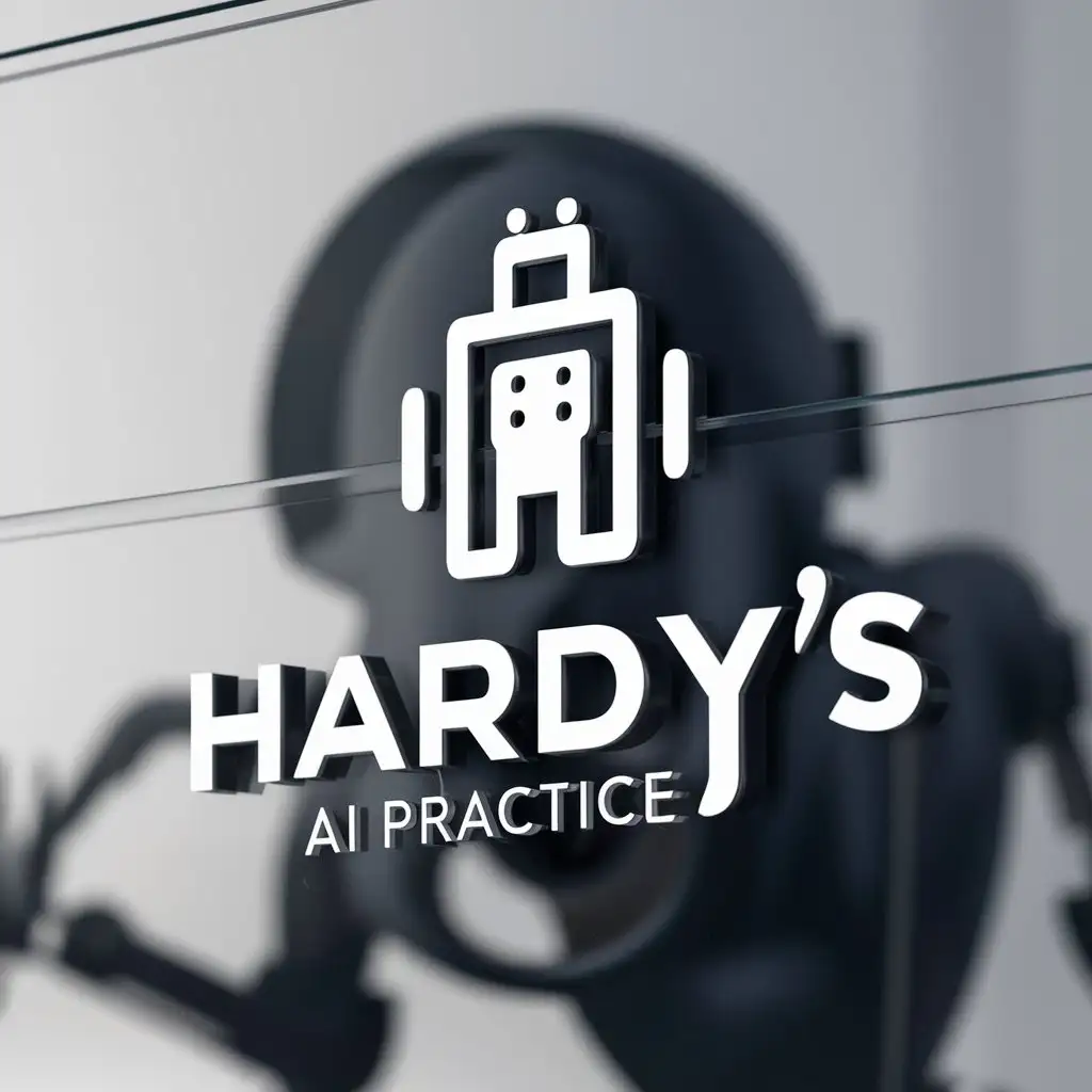 a logo design,with the text "Hardy's AI Practice", main symbol:robot,complex,be used in Technology industry,clear background