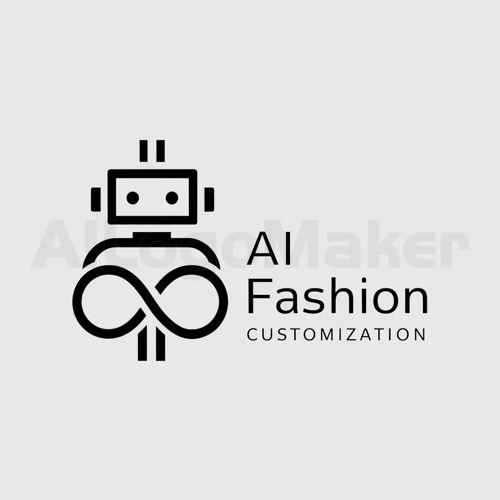 a logo design,with the text "AI fashion customization", main symbol:Robot, numbers 0 and 1,Minimalistic,be used in Technology industry,clear background