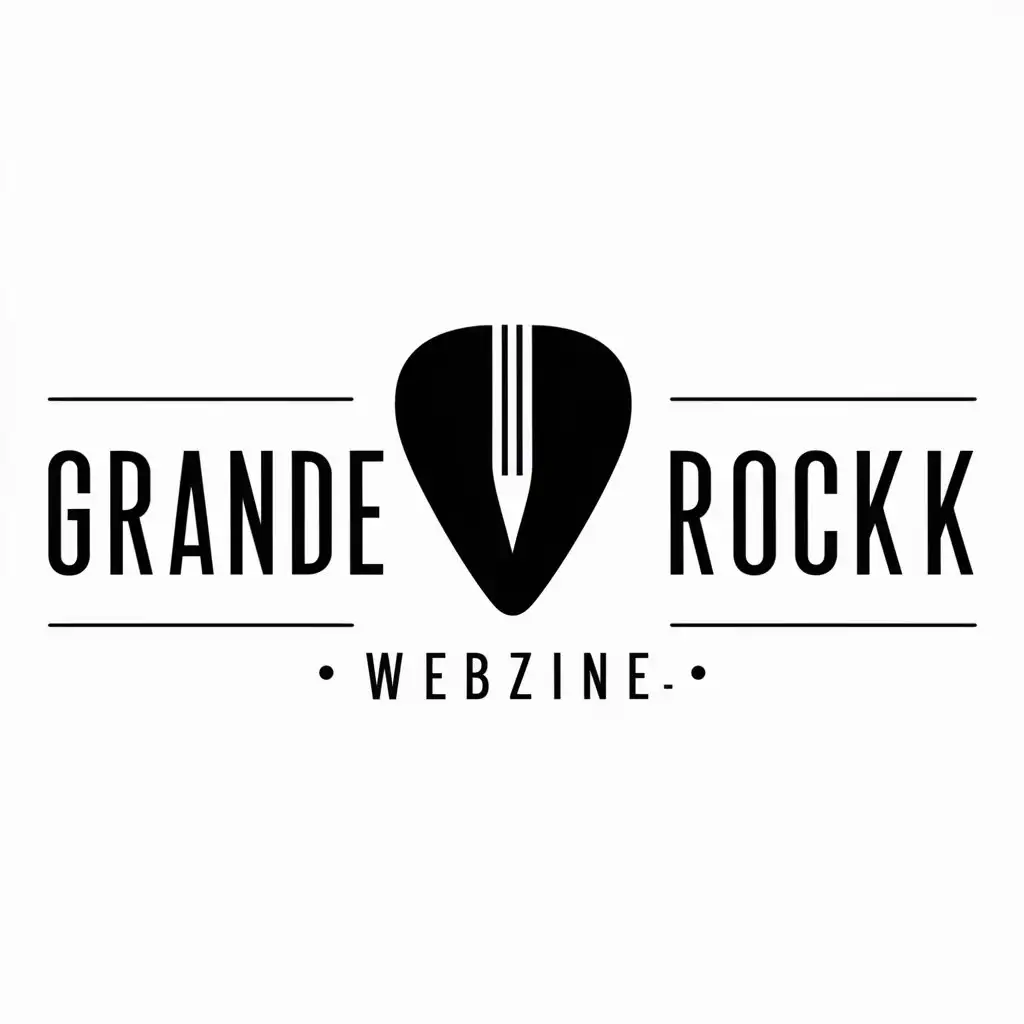 a logo design,with the text "Grande Rock webzine", main symbol:guitar pick,Minimalistic,be used in Entertainment industry,clear background