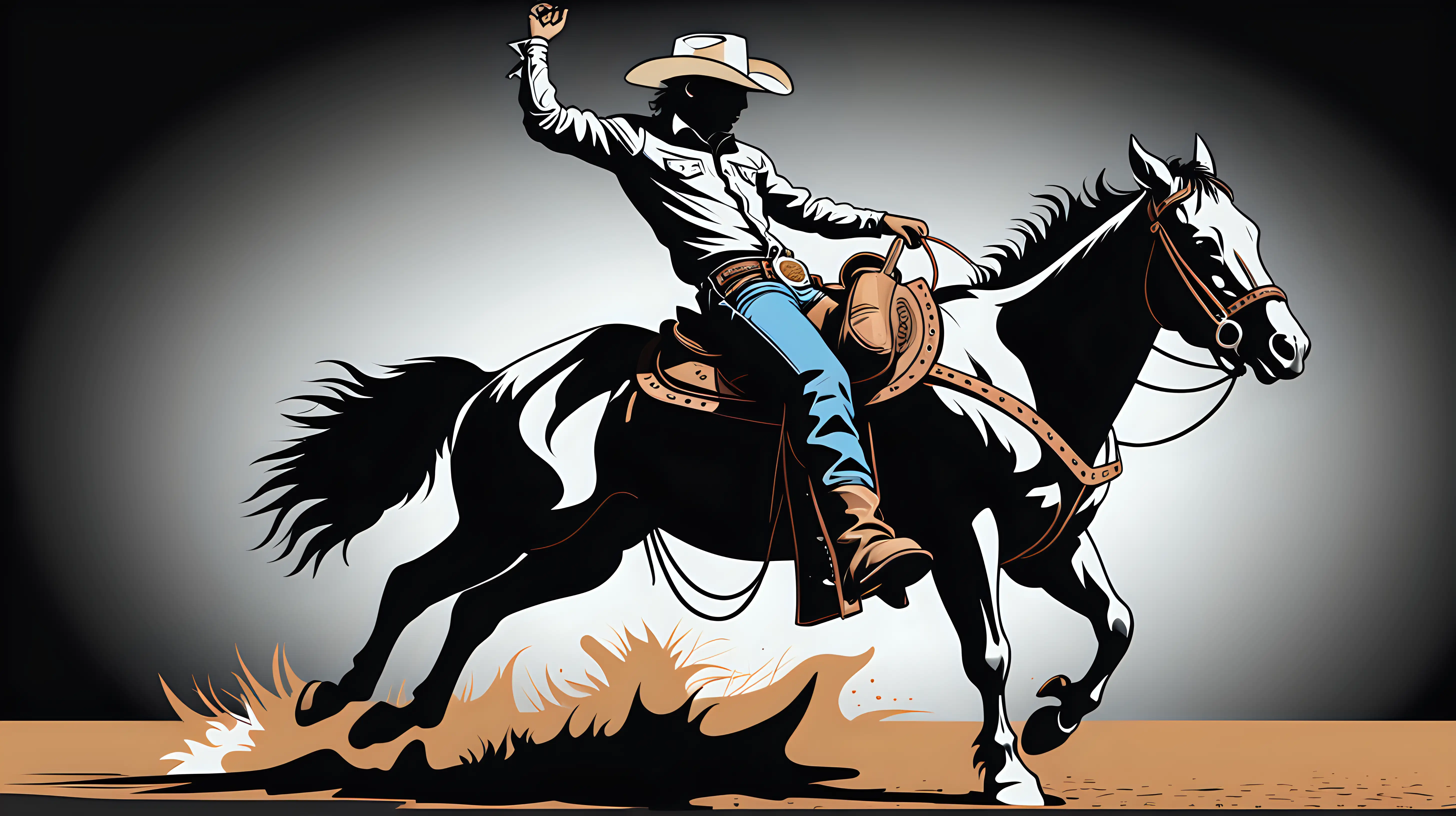 vector art of Rodeo , 2d, 2 color, black and white