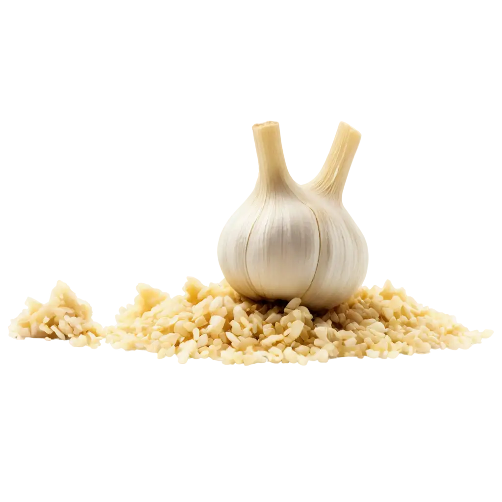 Pile of minced garlic isolated over the white background