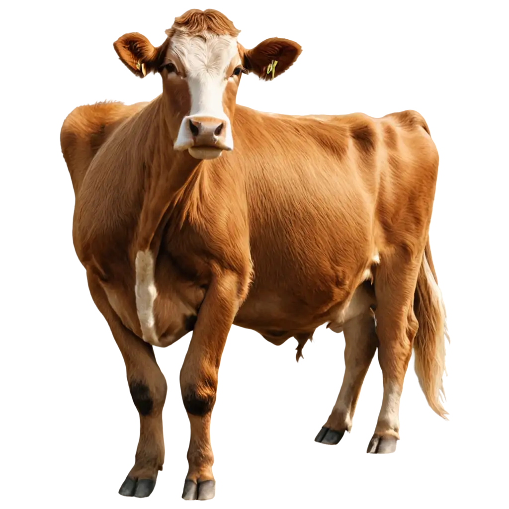  The cow is standing brown