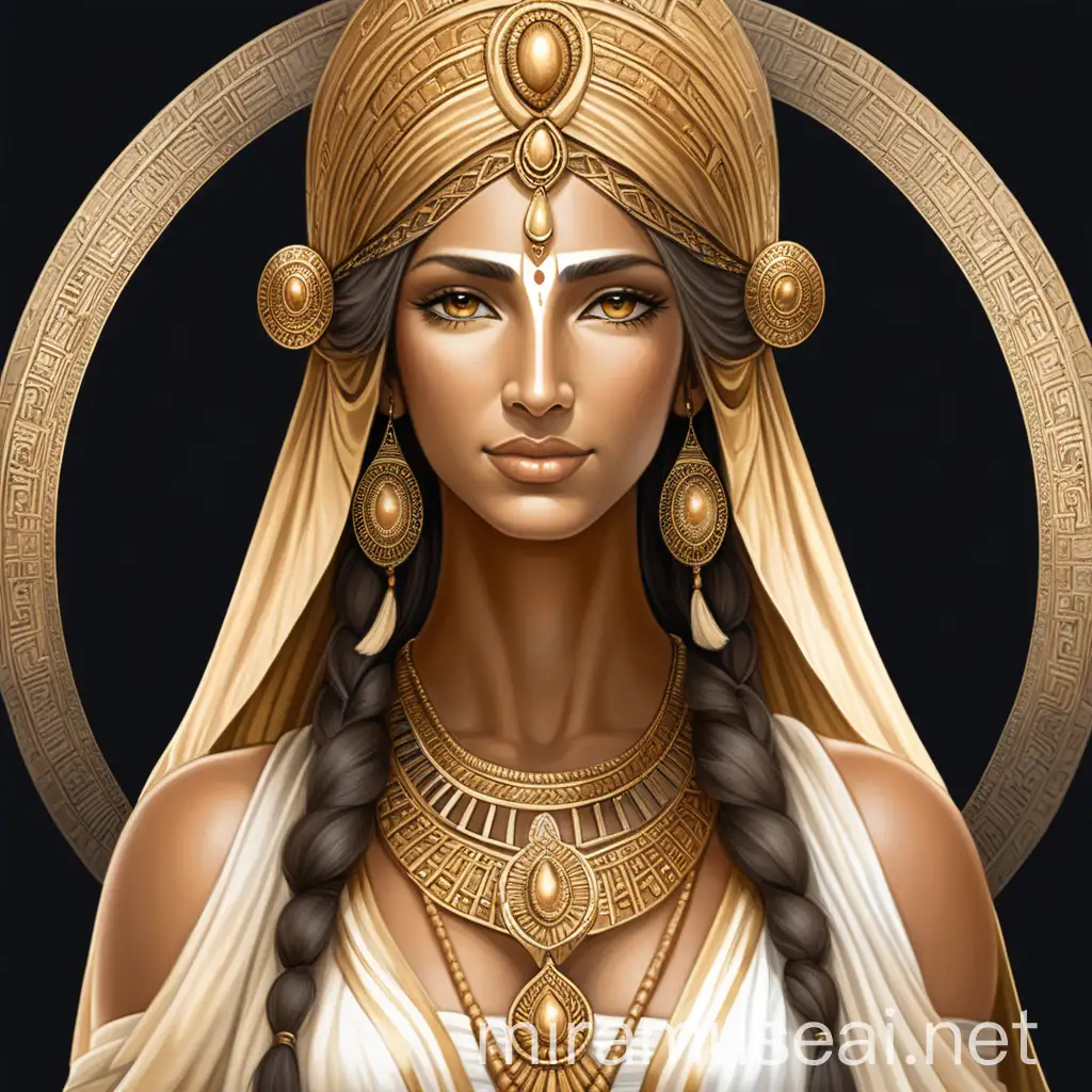 Goddess Harmony Serene Fertility Deity in Indian Headgear