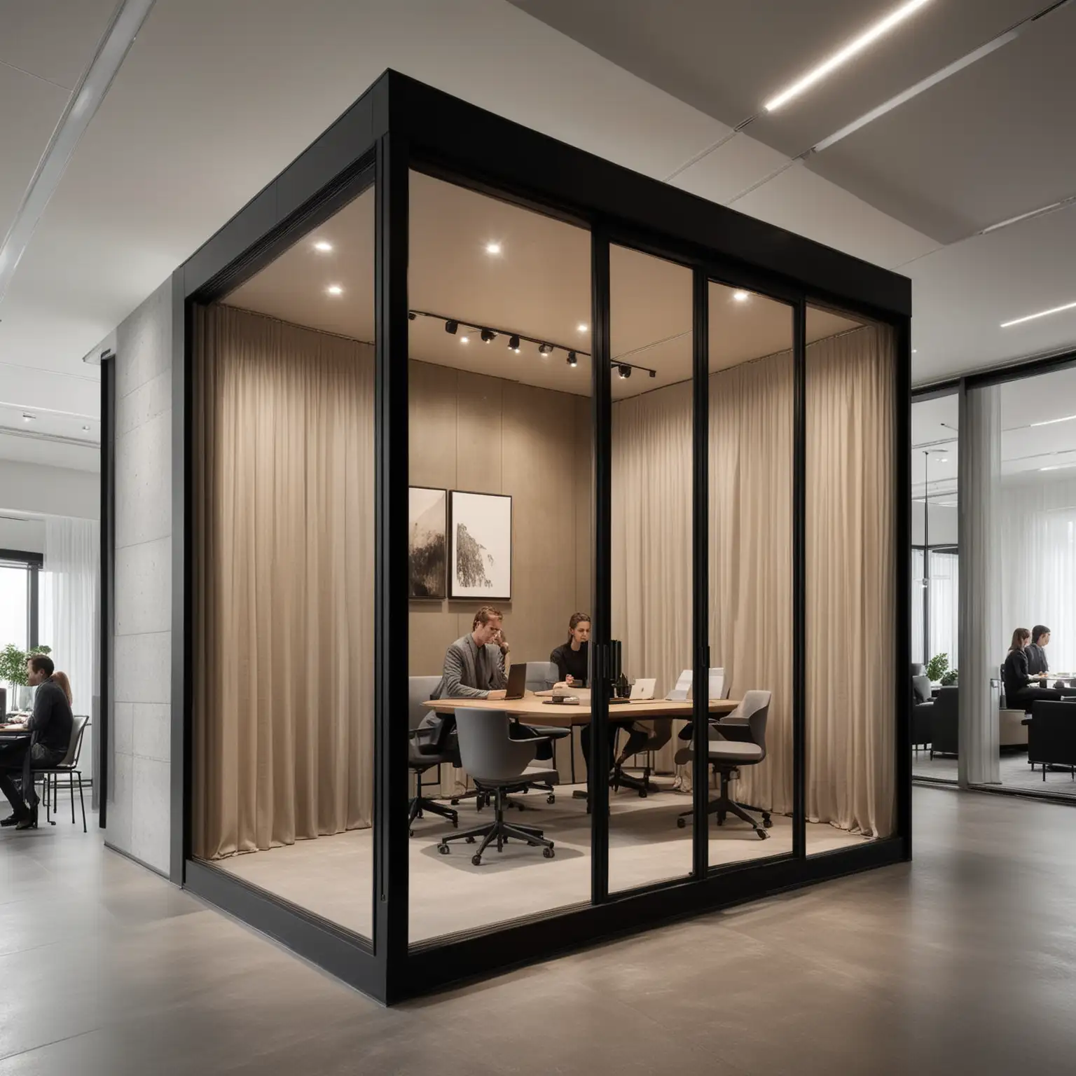 Contemporary Office Pavilion with Neutrally Dressed Workers