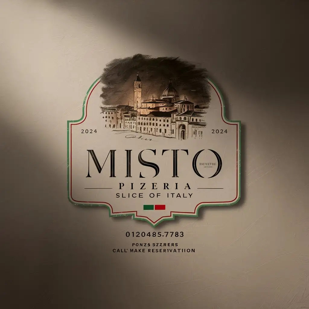 Minimalist Italian Pizzeria Emblem on White Background