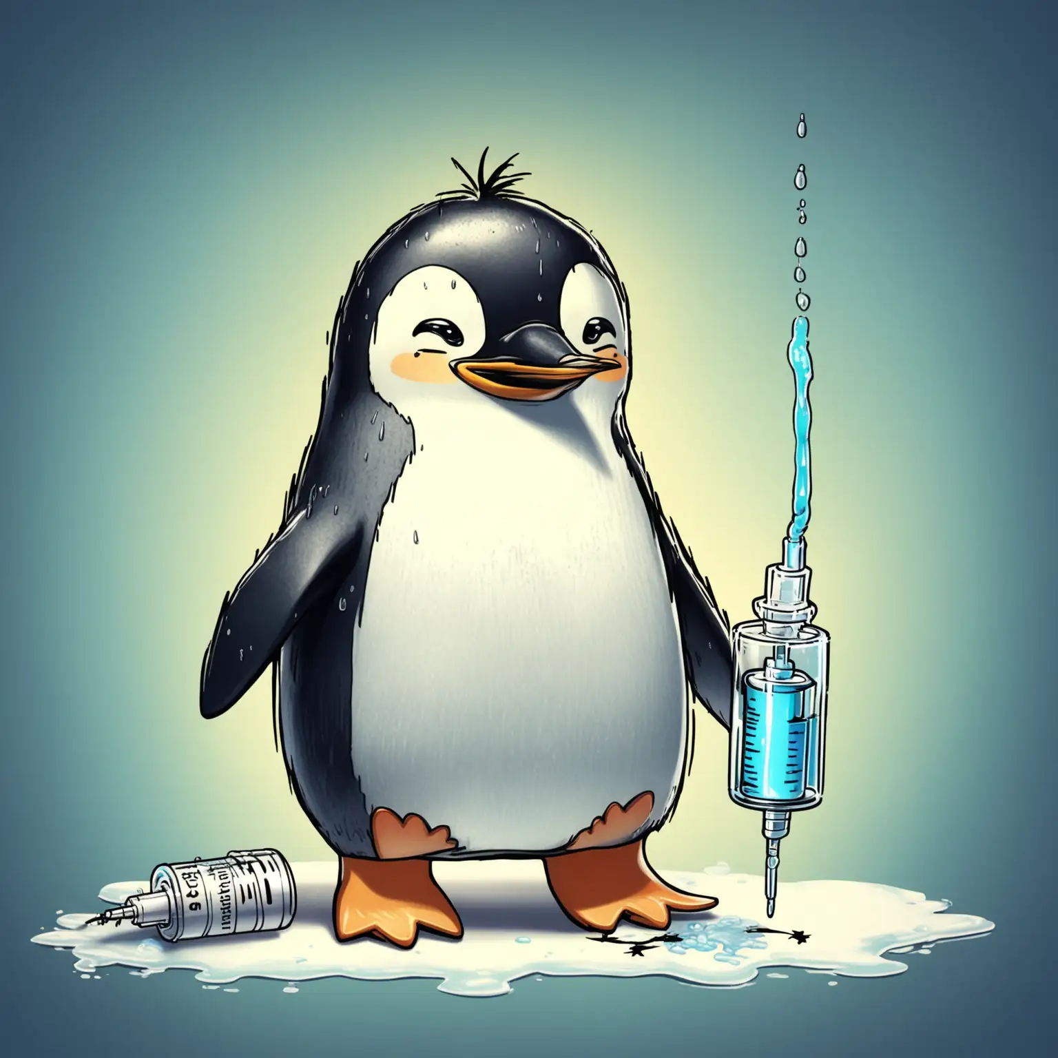 Stinky penguin with injection
