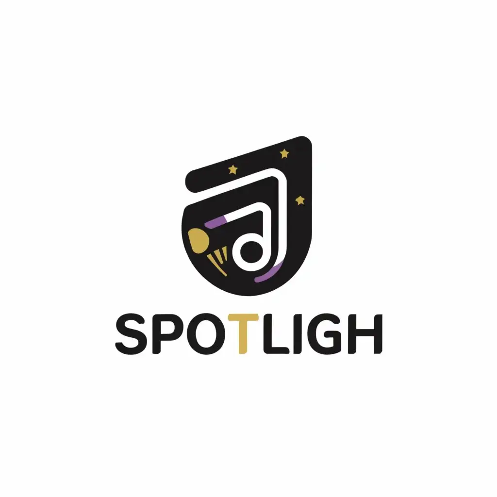 a logo design,with the text 'spotlight', main symbol:music related,complex,be used in Entertainment industry,catchy colors